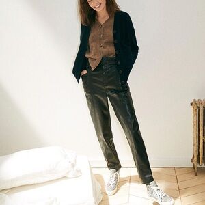 Madewell Began Black Leather Paperbag Trousers